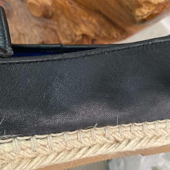 Jeffrey Campbell Abide Black Leather Rounded Toe Espadrille Slip On Loafer 8.5 - Picture 15 of 16